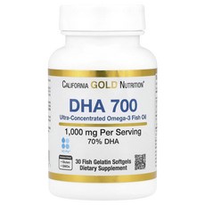 California Gold Nutrition DHA 700 피쉬 오일 제약 등급 1000mg 피쉬 젤라틴 소프트젤 30정, California Gold Nutrition D..., 1개
