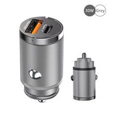 100W USB 차량용 미니 고속 충전 듀얼 포트 휴대폰 충전기 폰 샤오미 호환 화웨이 삼성 호환용 C 타입 QC3.0 PD, [05] 30W Grey, 02 30W Grey, 1개
