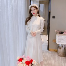 해외배송 리엘라노 니트 바닥 투피스 드레스 여성 가을과 겨울 착용 2020 새로운 원피스