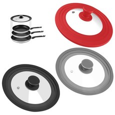 냄비 팬 및 프라이팬용 범용 뚜껑 내열성 실리콘 림 유리 직경 24cm 26cm 28cm, 1개, Gray 24-26-28cm