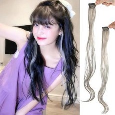 가발 여자 앞머리 볼륨 여성 가발 한 장에 여색 곱슬머리 흔적 없이 고르고 귀염색 헤어컨디셔닝, 19 베이비핑크[이쪽세트] 55cm