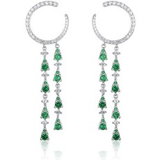 ATTA GEMS 925 스털링 실버 클러스터 보석 댕글 여성 신부 사파이어 에메랄드 귀걸이 드롭 귀걸이