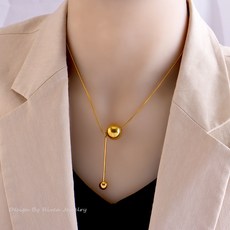  티타늄 골드 방울 목걸이 여 심플 쇄골체인 