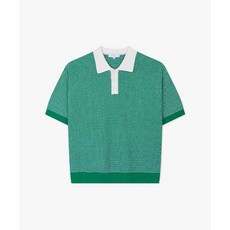 리버클래시 24SS LKS51363그린 칼라배색 조직물 반팔 니트 티에리