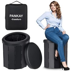 PANKAY 성인용 업그레이드된 휴대용 변기 부드러운 좌석이 있는 42.7cm(16.8인치) 대형 캠핑 변기 핸드백이 있는 성인용 캠핑 변기 휴대용 변기 편안함 간편한 청소