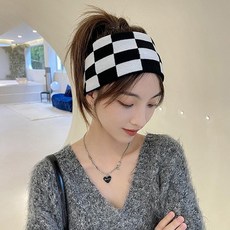 체크망사두건