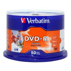 와이드프린터블 프리미엄 DVD-R 16배속 4.7GB 케익통50매 가정용 사무용