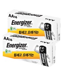 [에너자이저] 알카파워 알카라인 AA건전지16입 X 2세트 / 장난감 도어락 리모컨 자동차키 Energizer, 16개