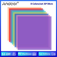 Andoer LED 조명 컬러 필터 PET 투명 젤 오버레이 틴티드 라이트 스튜디오 플래시 RU, Style 2