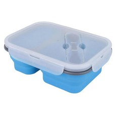 밀폐 뚜껑이 접이식 도시락 상자 실리콘 전자레인지 가열 신선한 보관, 1. Blue, 1개
