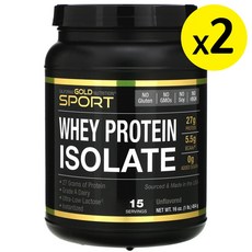 [미국직구]California Gold Nutrition SPORT 분리 유청 단백질 무향 90% 단백질 빠른 흡수 쉬운 소화 단일 공급원 A등급 위스콘신 미국 유제품 1lb 16oz (454g) 2개