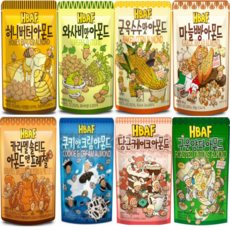 바프 아몬드 40g 8종 세트 허니버터+와사비+군옥수수+마늘빵+당근케이크+쿠키앤크림+카라멜솔티드+구운양파맛 아몬드, 1세트