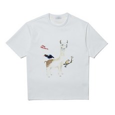 [customellow] llama artwork t-shirt_CWTAM19474WHX