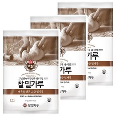 백설 찰밀가루, 3kg, 3개