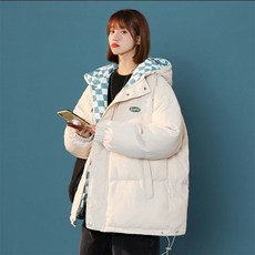 여성용 양면패딩 겨울 체크 바둑판패딩