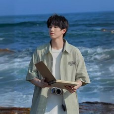 여름 남자 반팔셔츠 스트라이프 상의 남방 캐쥬얼 반팔 셔츠 C340