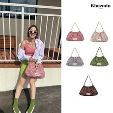[RHEEMIN] TWEED MUFFY wide chain bag - PINK