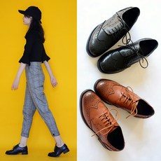 여성앤티크단화통가죽옥스퍼드