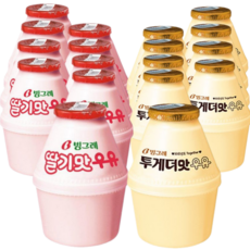 (냉장)빙그레 딸기우유 2종 혼합세트 (딸기맛우유 and 투게더맛우유), 9세트, 480ml