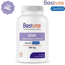 MSM 식이 유황 1000mg 240캡슐 대용량 (4개월분) 순도 99.9 OptiMSM 옵티 엠에스엠, 240정, 1개 - msm320-r