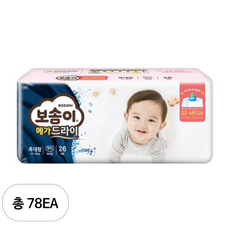 보솜이 메가드라이 팬티형 기저귀 여아용, 특대형(XL), 78매