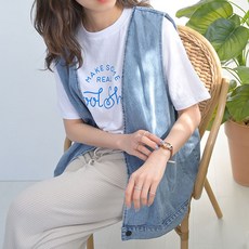데일리앤 토이 여성 빅사이즈 오버핏 봄 청조끼 데님 베스트