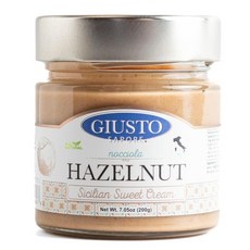 Giusto Sapore Sicilian Hazelnut Sweet Cream 스프레드 이탈리아 수입 및 가족 소유 7oz, 200g, 1개