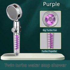 수도 부품 고압 절수 샤워 헤드 원키 스톱 워터 마사지 욕실 액세서리, 2) purple, 1개