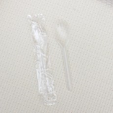 100 긴 손잡이 케이크 포크 스푼 일회용 독립 포장 디저트 반투명 플라스틱 상업용, Long transparent [100]], 1개