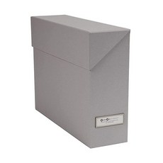 Bigso Lovisa 섬유판 라벨 프레임 12 파일 보관 상자 | 중요한 서류를 위한 문서 정리함 플립 탑 뚜껑 및 금속 창이 있는 내구성 걸이식 9.4 x 33 23.9cm(3, Gray