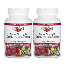 내추럴팩터스 크랜베리 농축물 슈퍼스트렝스 CranRich 500mg 90캡슐 X 2통, 90정, 2개