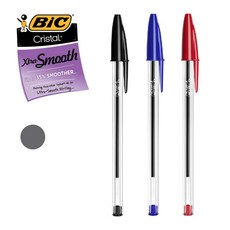 BIC 볼펜 크리스탈 1.0mm 빅볼펜 12P 세트, 12개, 블랙