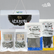 남도맛해 [완도] 바다속싱싱 1호(건다시마100g+건미역100g+대멸치200g+중멸치150g)혼합 건어물 선물세트, 1세트