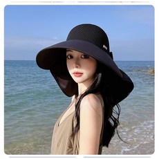 [지앤지]여름 벙거지썬캡 바캉스모자 목도리 탈부착 챙넓은 모자