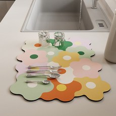 나코코 모던플라워 규조토 식기건조매트, 무지개플라워