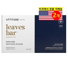 ATTITUDE 유아 어린이용 스킨 케어 세이지 & 로즈마리 바디 바 비누, 2개, 113g