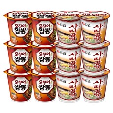 농심 오징어짬뽕 소컵 6개 + 사리곰탕 소컵 6개, 12개