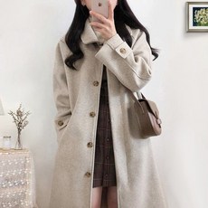 임부코트 겨울 가을 타입 스타일리쉬 핏아우터 두꺼운 모직 와이드 루즈핏 임신기간 하프기장 기모 융