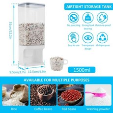진공쌀통10KG 유리진공쌀통 투명 디펜서 벽걸이 쌀 보관 용기 주방 곡물 정리함 밀폐 도구