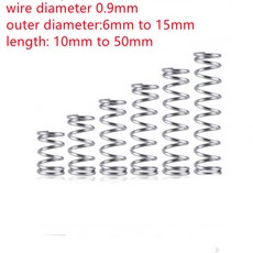 스테인레스 스틸 압축 스프링 와이어 직경 10 개/로트 0.9mm 외경 6-12mm 길이 10-50mm, [01] 0.9mm 10pcs, [08] 15mm, [08] 15mm, 1개