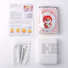 달빛M DIY 동물친구 양모펠트 키트 딸기시바견 손바느질 엄마표미술, 1개