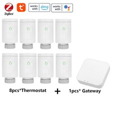 지그비 온도 조절기 Tuya 라디에이터 액추에이터 밸브 스마트 프로그래밍 가능 컨트롤러 Alexa Google Home 음성 제어, with 8pcs Controller, 1개