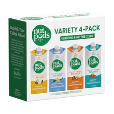 Nutpods 버라이어티 팩 커피 크리머 - 무가당 비유제품 오리지널 프렌치 바닐라 헤이즐넛 및 캐러멜 케토 크리머 Whole30 글루텐 프리 GMO 비건 설탕 코셔 4, 버라이어티 4팩, 1개