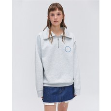 Half Zip-Up Circle Sweatshirt - Light Grey