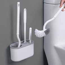 풀라이프 무타공 벽걸이 3in1 욕실 화장실 변기청소솔, 화이트