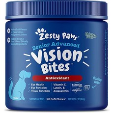 강아지용 Zesty Paws Eye Supplement - 루테인 ＋ 비타민 C 아스타잔틴 항산화제로 시력 지원 - 눈을 위한 강아지 비타민 ＋ 오메가 3 EP용 생선 기름, 1개