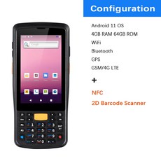 PDA 4G 바코드 ROM 지브라 푸시 견고한 2D NFC 단추 키보드 GPS 와이파이 11 안드로이드 스캐너 RUGLINE 터미널 데이터 휴대용 64G, 영국, 2D SE4710 NFC