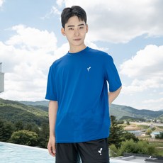 이츠라이프 오버핏 래쉬가드 반팔, S, 블루