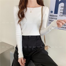 일이오 여성 봄 가을 겨울 소프트 터치 라운드넥 여리핏 니트 긴팔