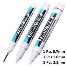마카 금속 롱 헤드 마커 펜 유성 방수 플라스틱 대용량 흰색 문구 0.7mm 1.0mm 2.5mm 1 개 2 3 세트, [13] 0.7mm-1.0mm-2.5mm
